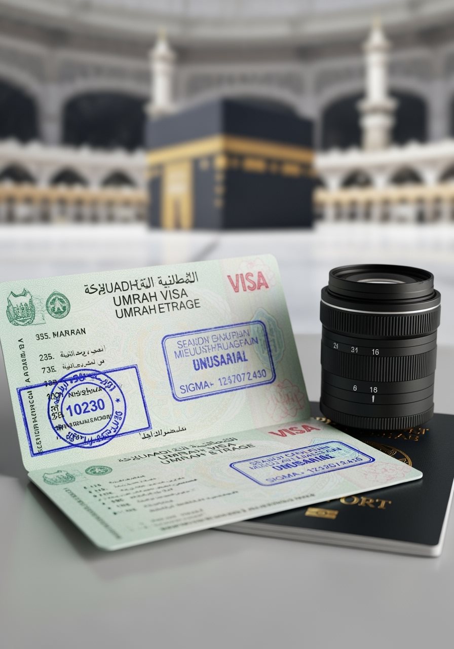 Documents de passeport et visa pour le pèlerinage de la Omra