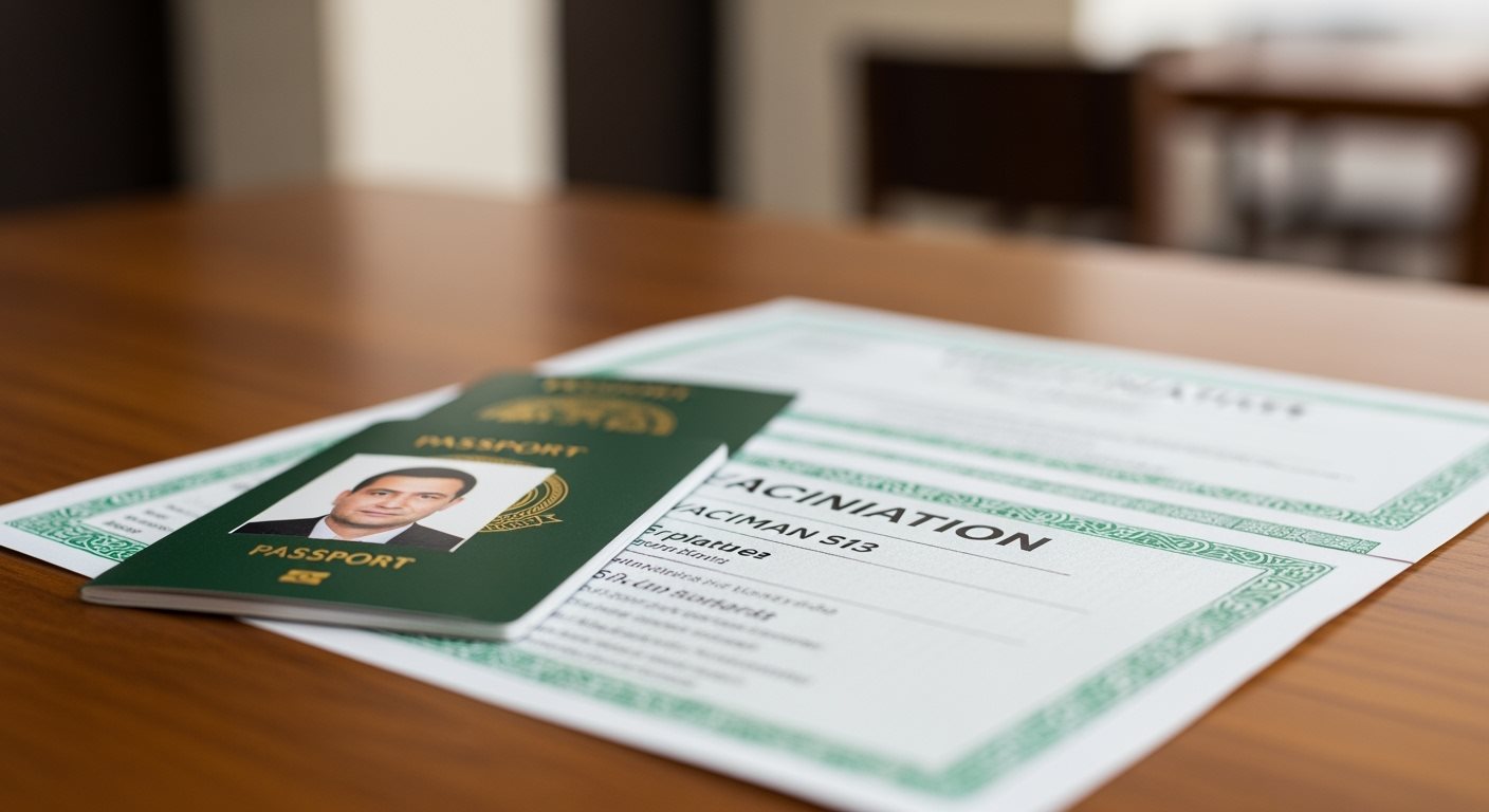 Passport photos and vaccination certificates for Umrah visa
